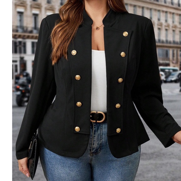 Plus Classic Button Detail High Collar Jacket Coat - Picture 1 of 7